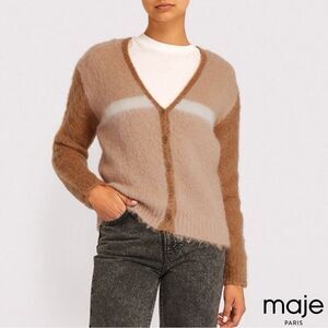 Majè **NWT** Maldy Camel Mohair-Blend Two Tone Cardigan